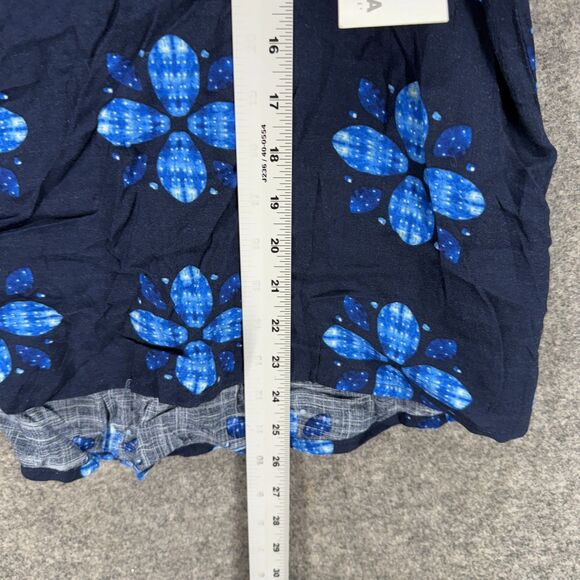 New Sonoma Blouse Women M Medium Blue Floral V-Neck Sleeveless Wide Strap Rayon - Picture 8 of 9